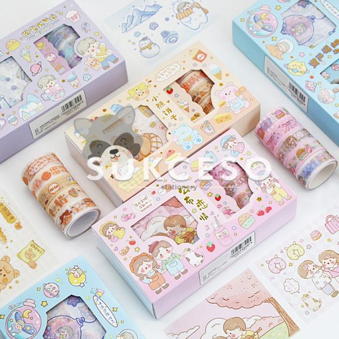 

(BISA COD) Fresh Heart DIY Masking Tapes and Stickers / Masking Tape Motif Lucu NEW Kode 111