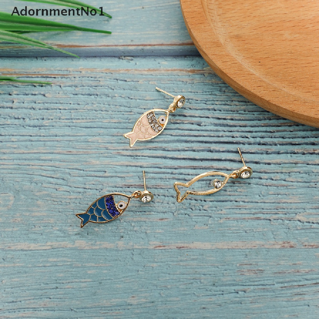 (AdornmentNo1) 3pcs / Set Anting Tusuk Gantung Desain Ikan Laut Hias Kristal Gaya Bohemian Untuk Wanita