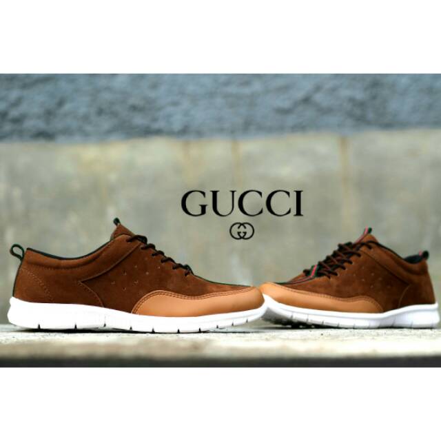 Sepatu Gucci Runner Suede Coklat Sepatu Sneakers Sepatu Pria Hangout Casual PREMIUM