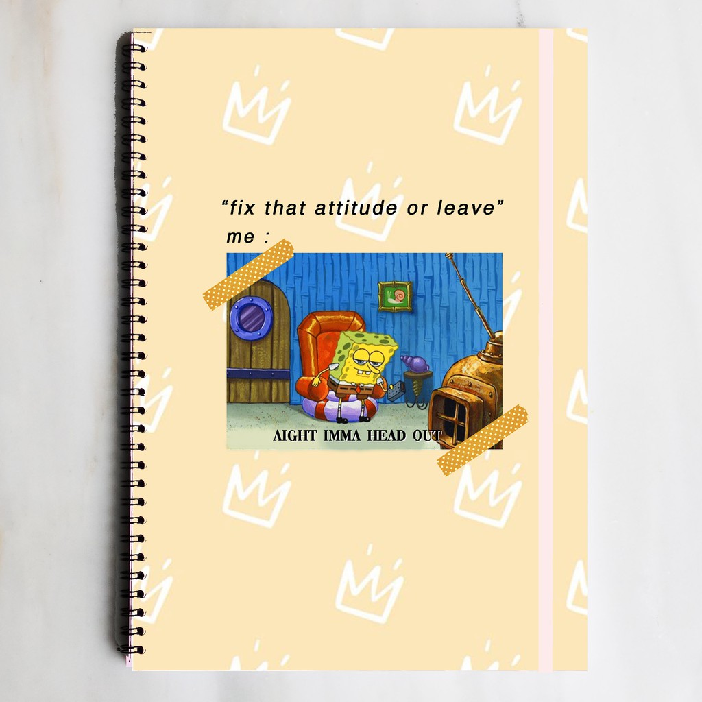 

SPONGEBOB MEME ATTITUDE Spiral Ruled Notebook Diary Journal Office School Supplies Buku Tulis