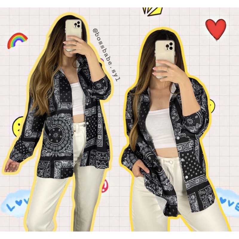 MARLOW BANDANA OVERSIZE LONGSLEEVE / BANDANA SHIRT / PAISLEY SHIRT / PATTERN SHIRT