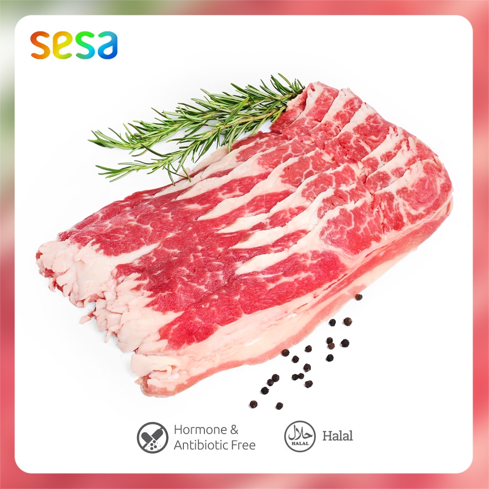 Shortplate Slice USA Beku Halal 500 g (Daging Sapi)