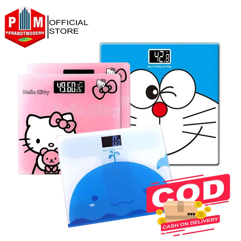 [ COD ] Timbangan Badan Digital Karaketer Lucu / alat menimbang timbangan digital posyandu anak dewasa bidan puskesmas rumah sakit apotek karakter doraemon hellokitty paus panda