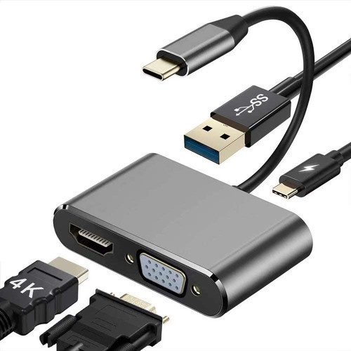 Converter 4K OTG Type C 3.1 To 4 in 1 (HDMI + VGA + USB + HUB PD)