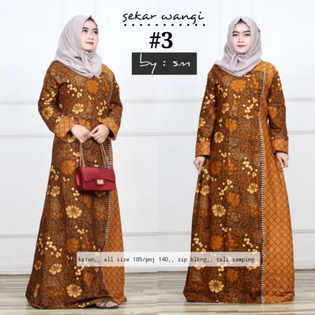 Gamis katun halus sekar wangi baju batik muslim wanita kl