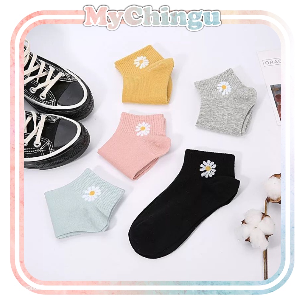 ❀ Chingu ❀ KK013 Kaos Kaki (Tanpa Kemasan) Wanita Tipis Pendek Semata Kaki Motif Bunga Fashion Korea Women Sock Import Murah