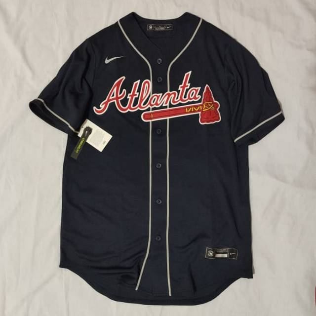 BASEBALL ATLANTA JERSEY BAJU MLB  AUTHENTIC ORIGINAL  BRAVES NAVY