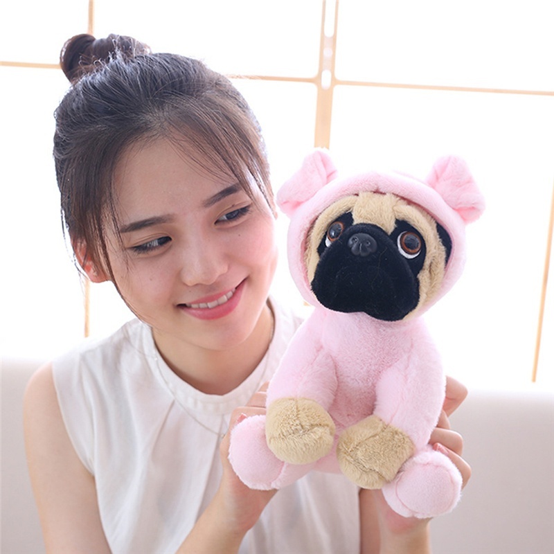 Mainan Boneka Plush Anjing Pug Dengan Topi + Bel Untuk Anak Laki-Laki / Perempuan