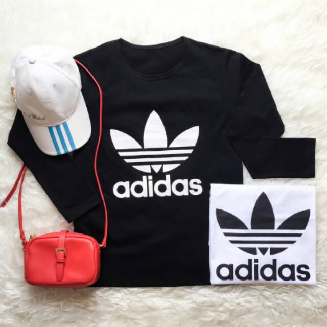 Kaos cewek lengan panjang adidas polos / t shirt adidas