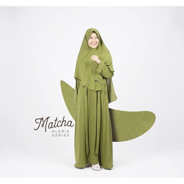 Set Gamis+Khimar Syari | Aleria Series - Matcha | Jamise
