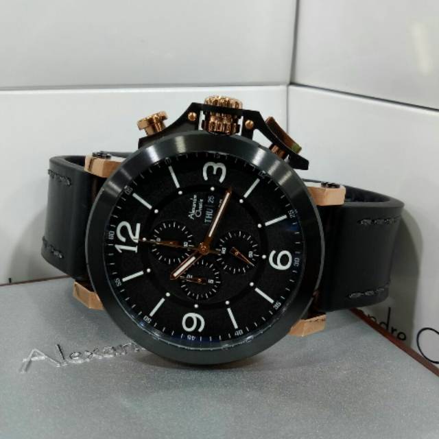 Jam Tangan Pria Alexandre Christie AC 6281 Black Rose Gold