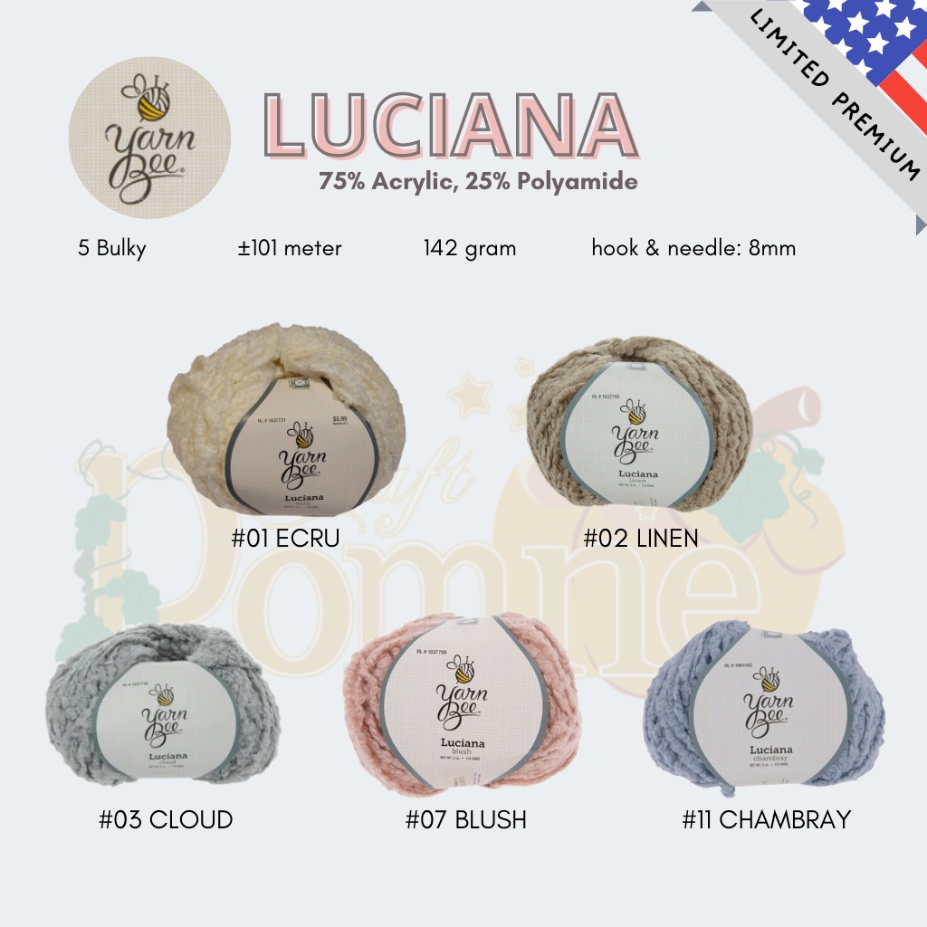 LIMITED USA - YARN BEE LUCIANA - SOFT ACRYLIC YARN FLUFFY PREMIUM CROCHET KNITTING YARN