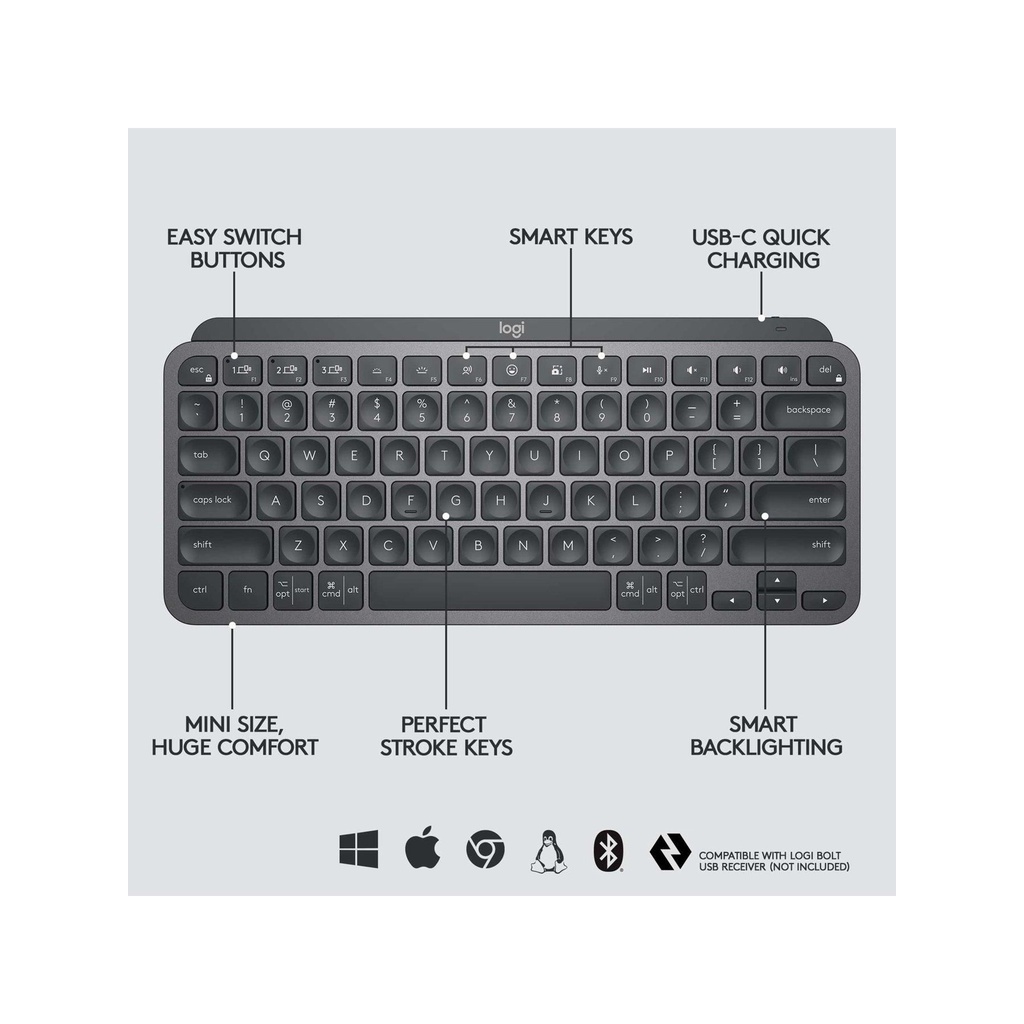 Logitech MX Keys Mini Wireless Illuminated Keyboard Bluetooth