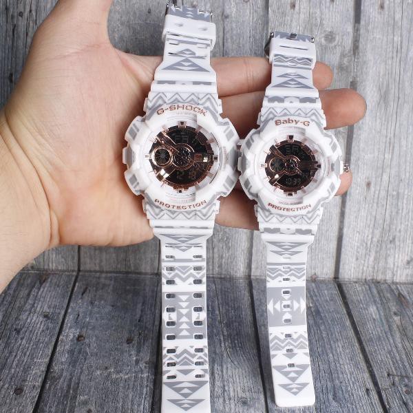 DISKON AKHIR TAHUN  G-Shock Couple Love Edition Casio GA110 putih white Tribal . Jam tangan couple