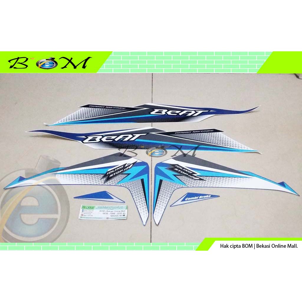 Striping Stiker Sticker Honda Beat Esp Fi 2018 Biru Putih Blue Cbs