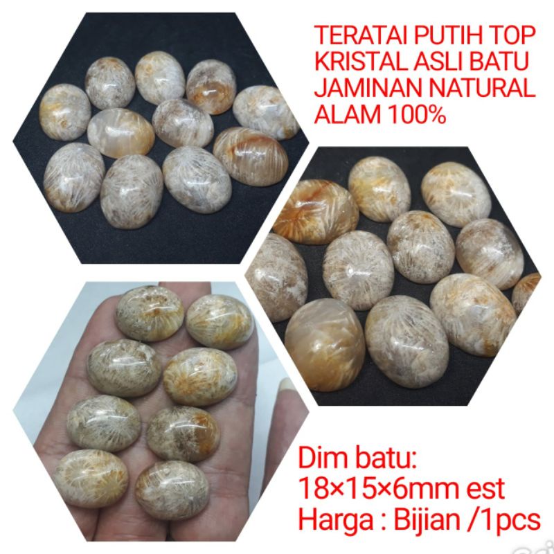 BATU CINCIN TERATAI PUTIH TOP KRISTAL ASLI NATURAL 100%