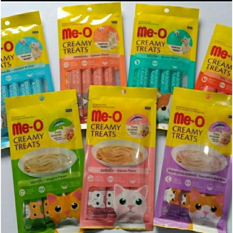 Me-O liquid Creamy 1Bok Isi 24 pcs Cemilan Kucing Meo Creamy all varian