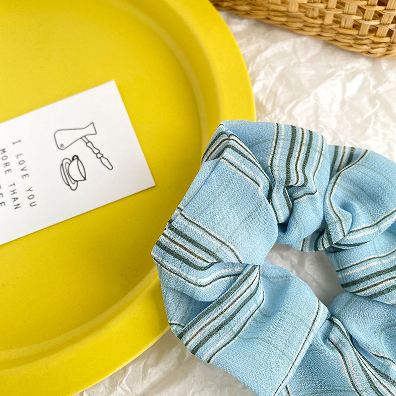 Srunchie Rambut Wanita Motif Kotak Gaya Korea Import / Ikat Rambut Motif Kotak Untuk Wanita-5