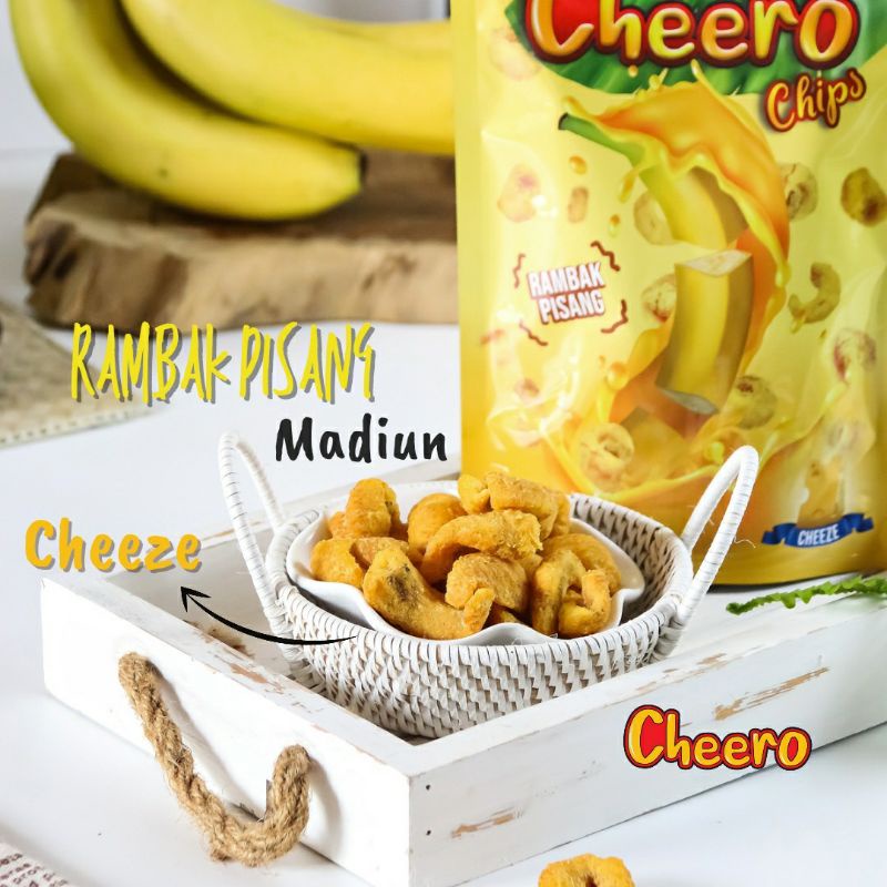 

Cheero Chips Keripik Rampis Rambak Pisang Madiun Banana Crunchy Chips Cheeze Keju 100gr Enak Murah