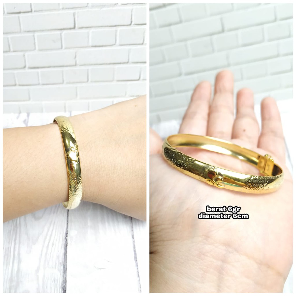 GELANG BANGKOK UKIR GOLD PERAK ASLI S925 KODE CF019