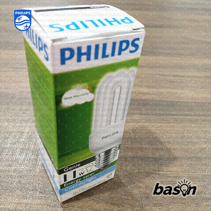 PHILIPS Essential Genie 11W E27 - Lampu Hemat Energi - Cahaya Kuning atau Putih