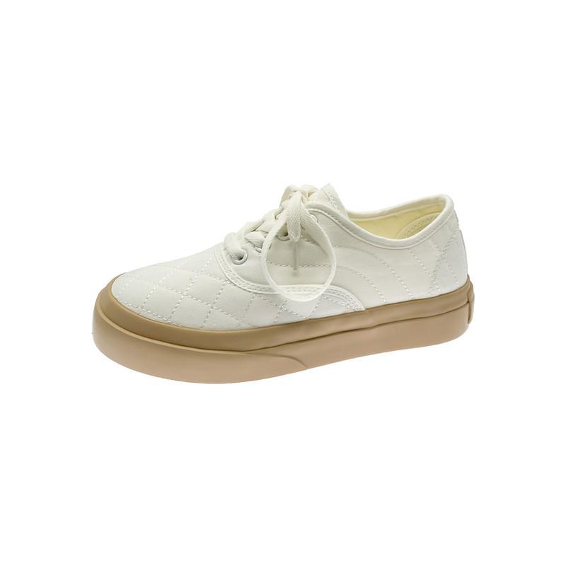 SEVEN_DAY SEPATU SNEAKERS WANITA KOREA IMPORT CASUAL KANVAS SHOES FQ-71-Krem