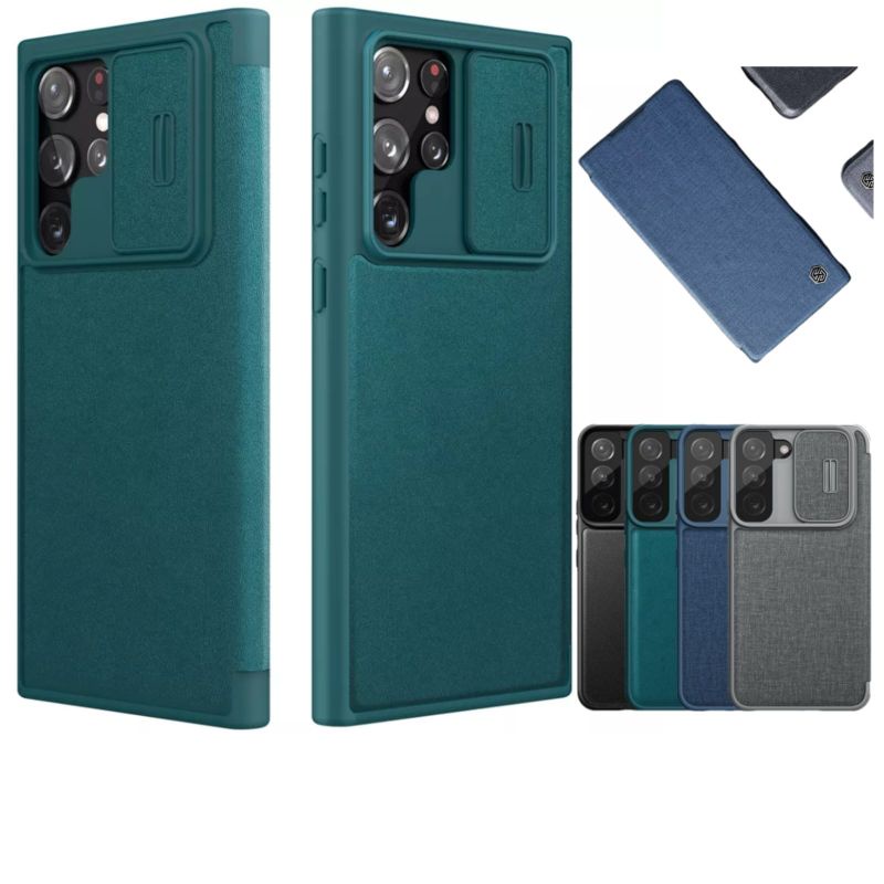 Casing Samsung Galaxy S22 Ultra S 22 Plus Flip Case Cover Pabric Leather
