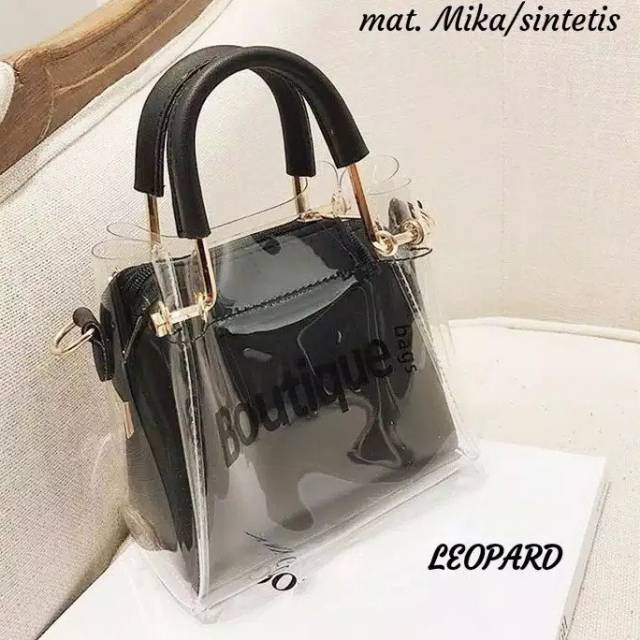 Fashion Tas Selempang Handbag 2in 1 PVC Transparan Untuk Wanita