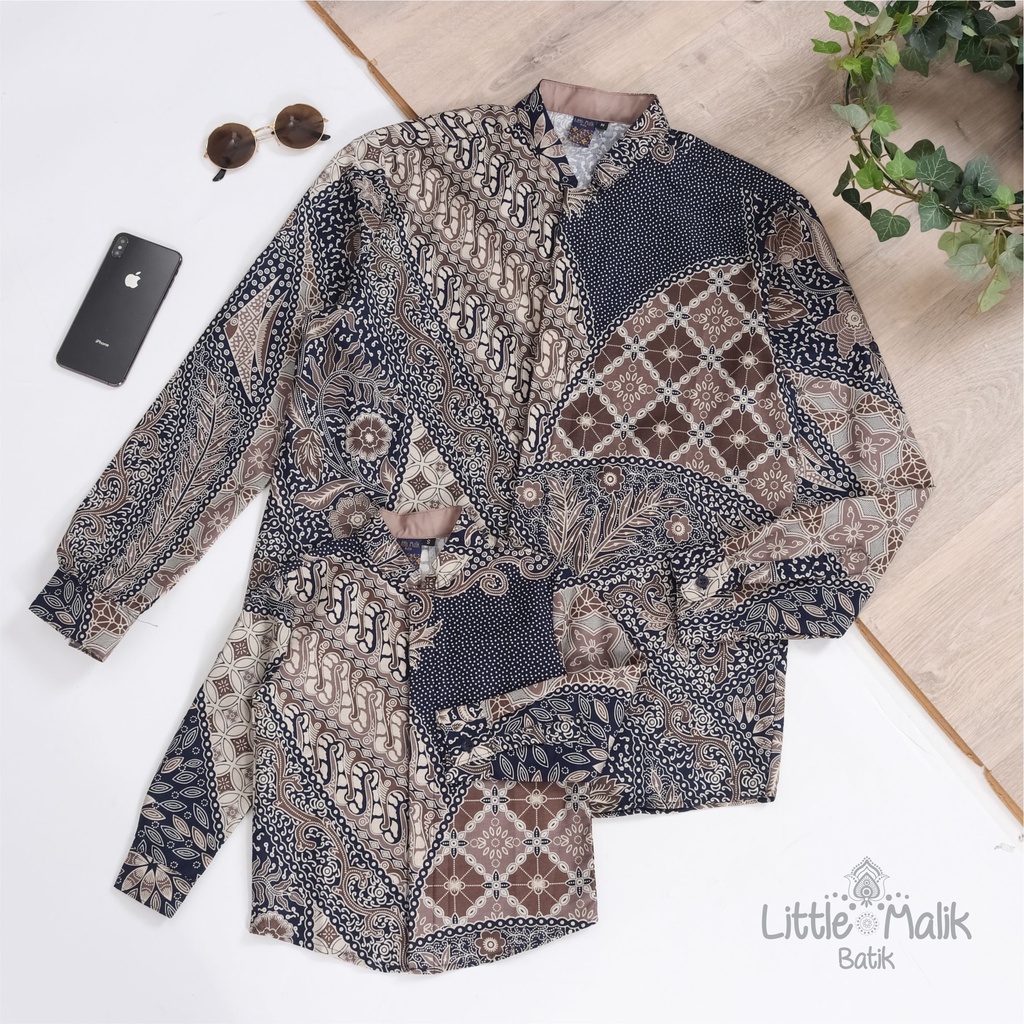 READY STOCK Kemeja Batik Anak / Ayah Lengan Panjang By Little Malik Batik, Navy &amp; Coklat