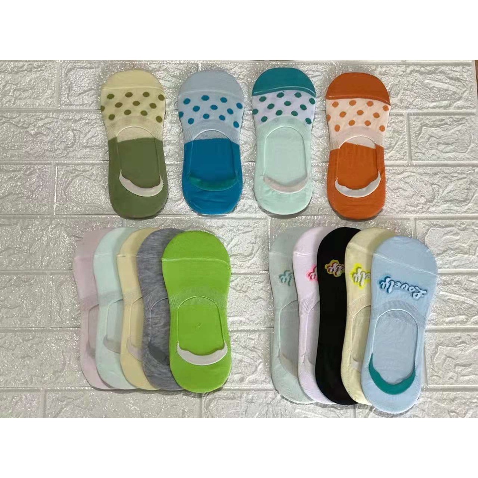 Hidden Sock Dewasa Wanita Polos Motif Random /Kaos Kaki Invisible