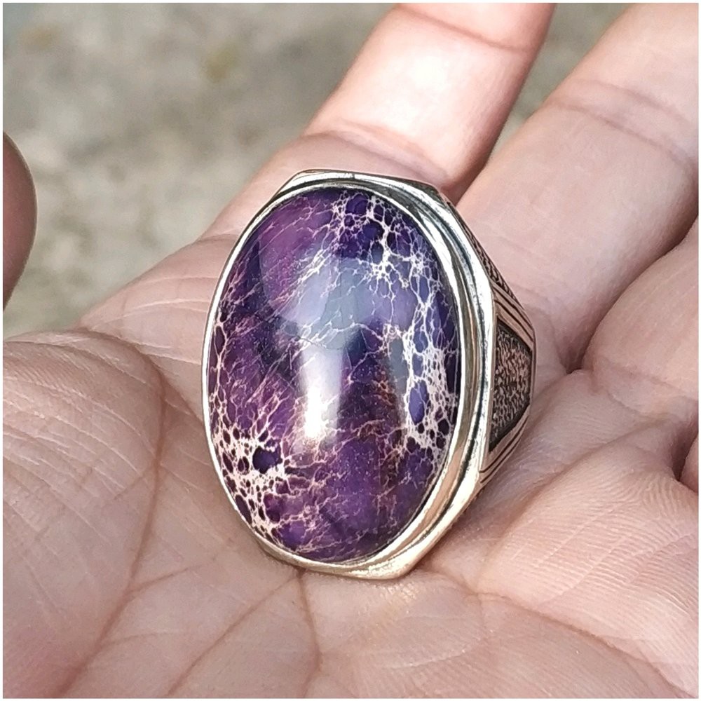 CINCIN BATU AKIK NATURAL PIRUS PANCAWARNA UNGU AFRIKA HIGH QUALITY BIG SIZE