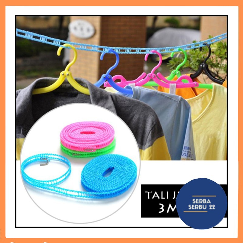 Tali Jemuran ada Lubang Gantungan Baju - Hanger Super Praktis - Clothes Line Unik 5 METER [SS]