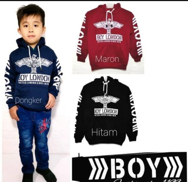 Viren pakaian anak Sweater hodie boy london 5-10thn