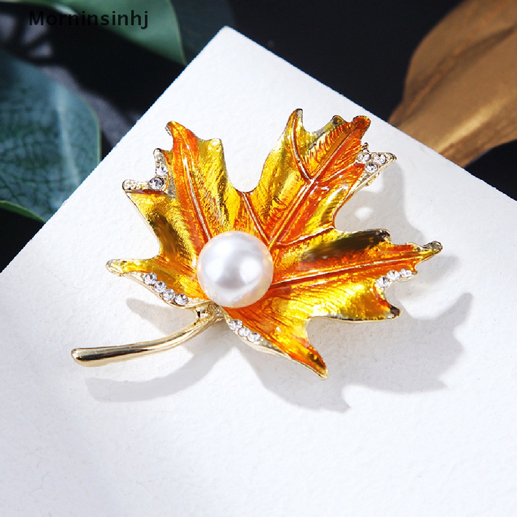 Mornin Maple Leaf Bros Mutiara Klasik Tanaman Bros Pin Wanita Perhiasan Aksesoris id