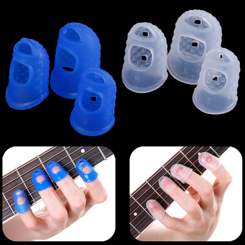 Suyo 4pcs/set Pelindung Jari 6warna Fingertall Silikon Non-slip Untuk Ukulele