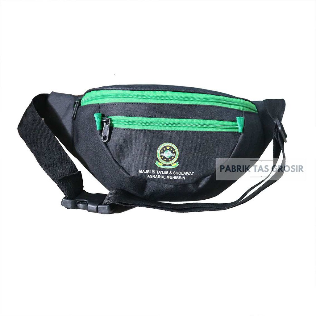 Grosir Tas Slempang Pria Waist Bag Komunitas Majelis Talim Sholawat Assrarul Muhibin Souvenir Acara