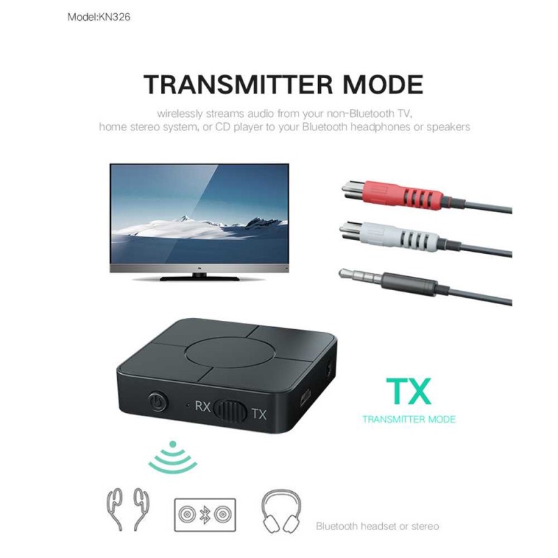 Audio Bluetooth 5.0 Transmitter Receiver 2 in 1 Universal RCA AUX K6