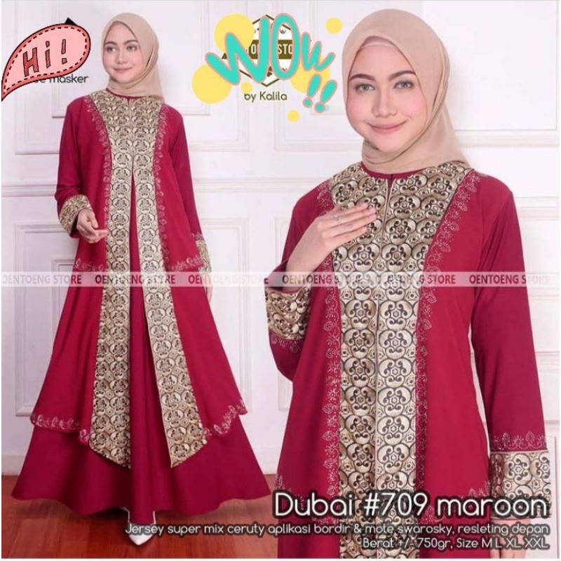 ABAYA DUBAI BUSUI FRIENDLY WARNA MARUN DAN HIJAU