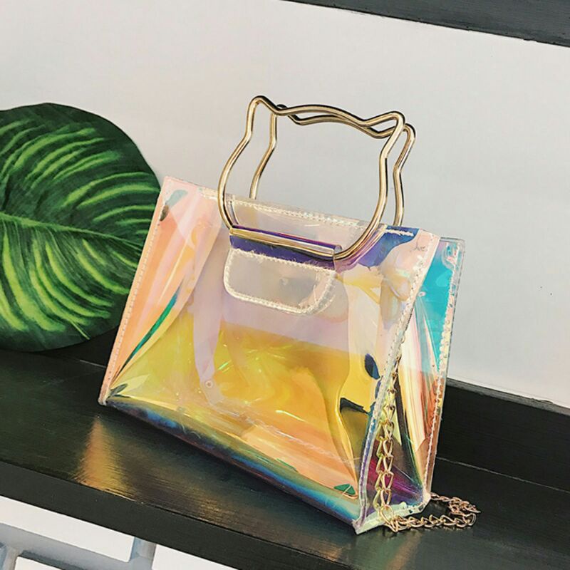 Tas selempang hologram metalik hello kitty wanita