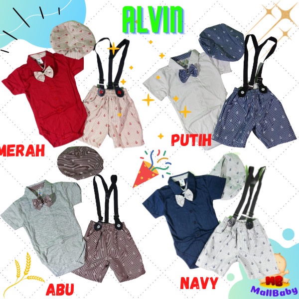 Baju Bayi Laki Laki 0 3 6 12 bulan Setelan Jumper Bayi Dasi Lucu set bayi Cowok Rompi Newborn Topi