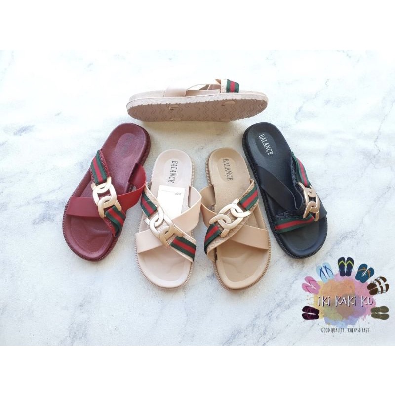 SANDAL BALANCE SELOP WANITA BENDERA SILANG KARET 929 DEWASA