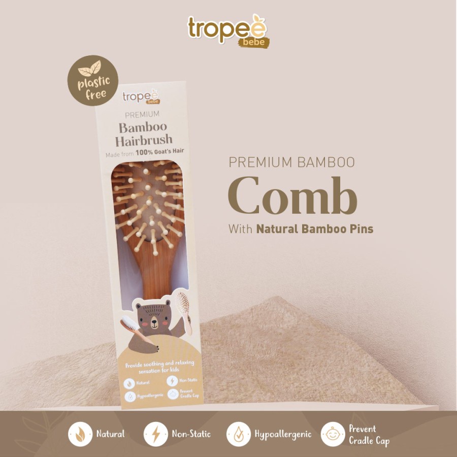 Tropee Bebe - Sisir Bamboo (Bamboo Comb) and Hairbrush Premium