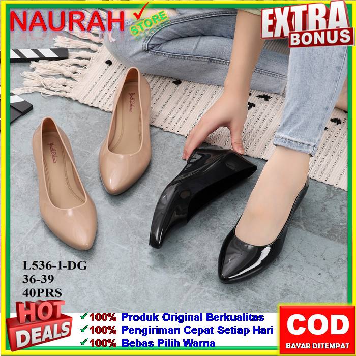 Sepatu Flatshoes Wanita Balance L 536 1 Original Import Jelly Shoes Wedges Tinggi 4cm  Glossy Empuk Lentur Elegant