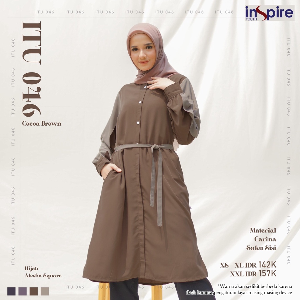 Inspire ITU 46 Atasan Tunik Bahan Carina Casual Outfit Baju Wanita Muslimah Polos