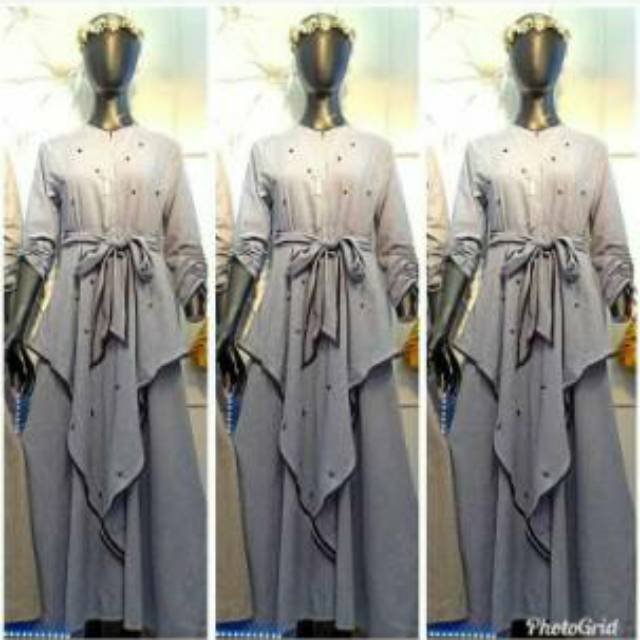 Gamis muslim Long Dress sleting depan (busui friendly) Ken-224