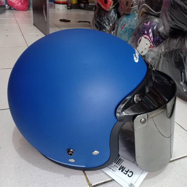 HELM CARGLOSS ORIGINAL CFM POLICE BLUE DOFF SET KACA RANDOM DATAR/CEMBUNG