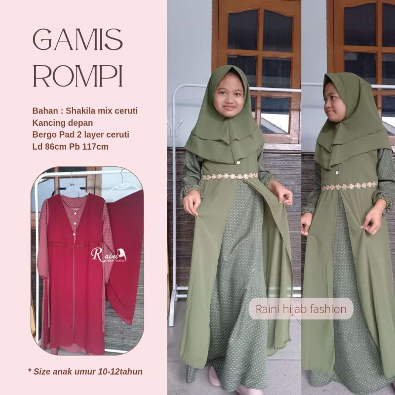 Gamis Rompi Shakila Ceruti Anak Tanggung 8 - 12 tahun by Raini