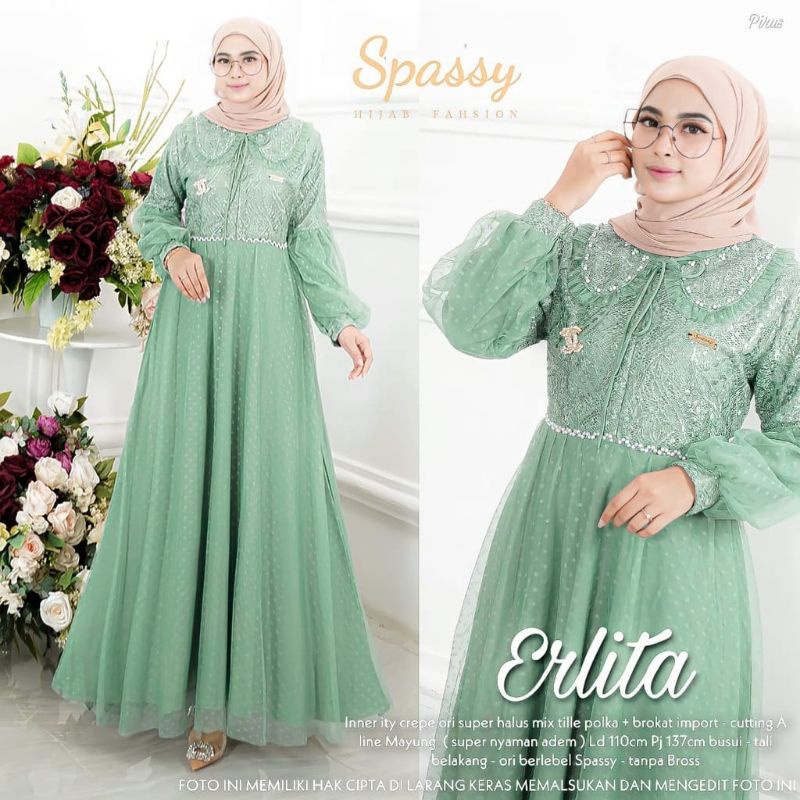 Cod Erlita maxy/dress pesta/baju muslim/gamis kondangan/gamis busui/gamis ld 110/pakaian wanita/gami