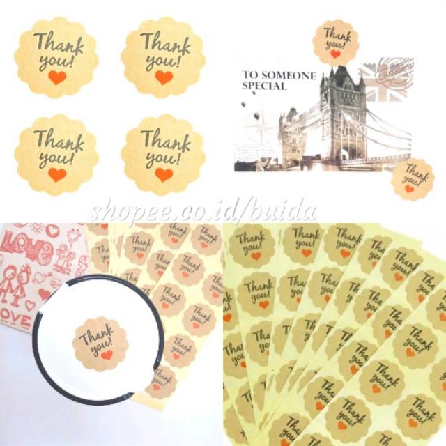 

LStiker Label Sticker Thank You Paper Kraft Segel Kemasan packaging Seal Sealer Package Box hampers