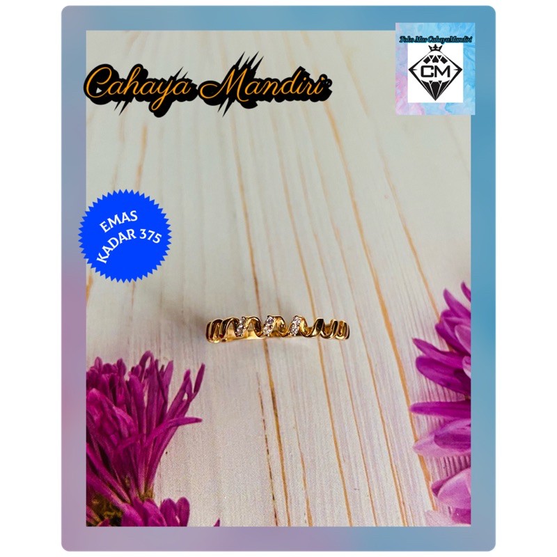 Cincin Emas kadar 375 (8K) Berat +/- 1,1 Gram